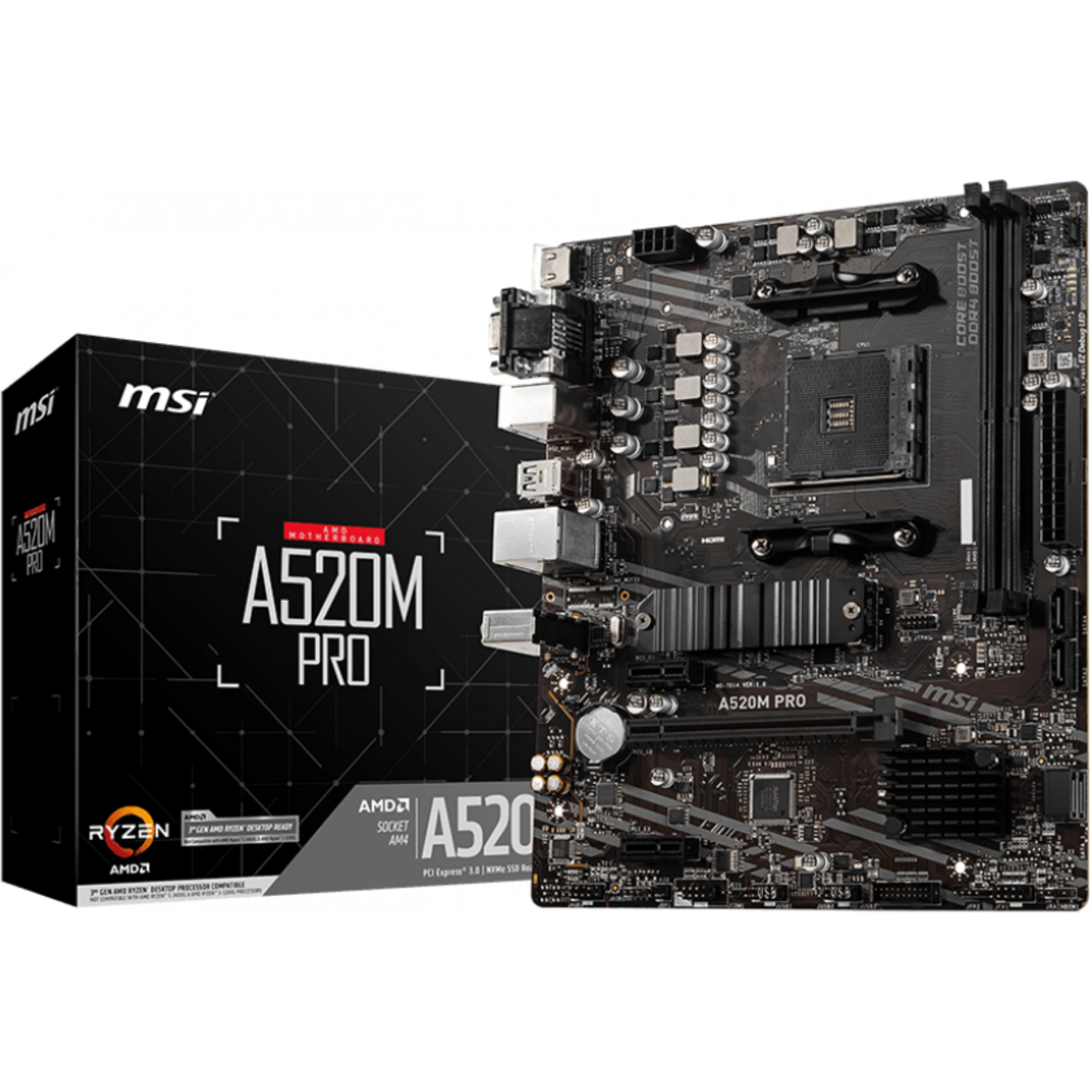 MBO AM4 MSI A520M PRO (AM4, AMD A520, DDR4, mATX)-1