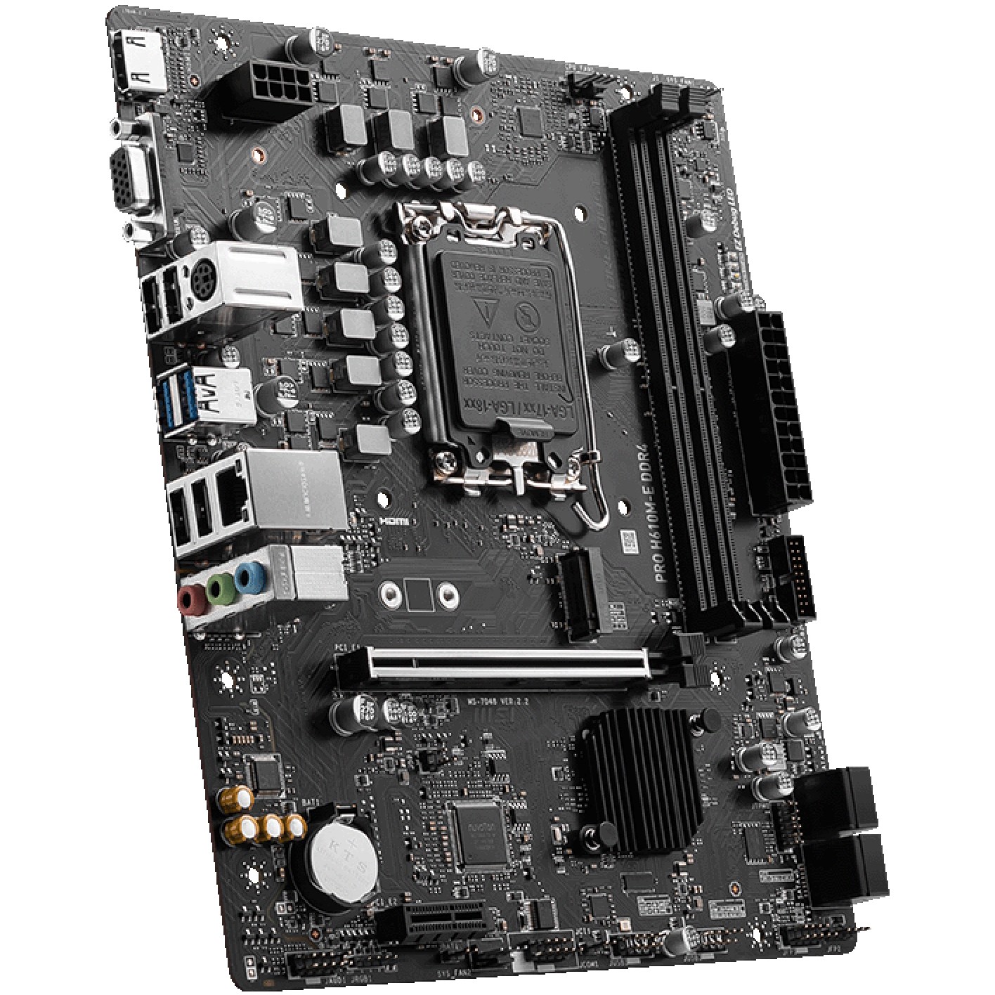 MSI PRO H610M-E DDR4, Micro-ATX, Socket 1700, Dual Channel DDR4 3200(OC)MHz, 1x PCIe x16 slots, 1x M.2 slots, 1x HDMI, 1 x VGA, 2x USB 3.2 Gen 1, 4x USB 2.0, 3Y-7