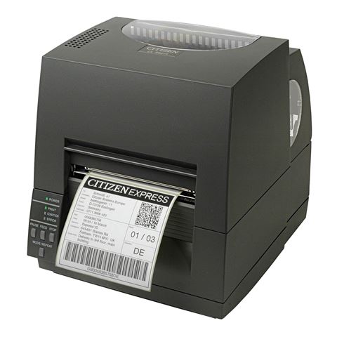 Label printer CITIZEN CL-S621II (thermal transfer, direct thermal, 8 dots/mm (203 dpi), media width (max.) 118 mm, print width (max.) 104 mm, speed (max.) 100 mm/s, dual interface (RS232, USB))