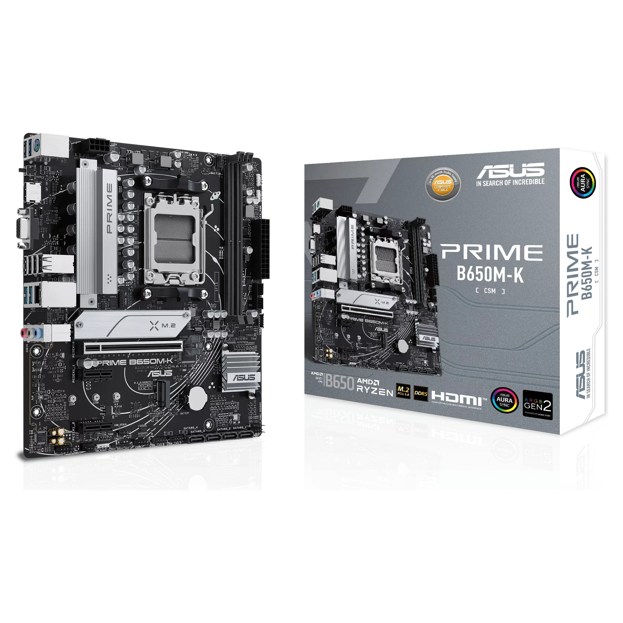 MBO ASUS PRIME B650M-K (am5, b650, ddr5, 4800 - 7800 mhz, pcie 4.0 x16, sata3 4, raid 0, raid 1, 8-kanalni audio, 1x 2.5Gb ethernet, matx, usb 3.2 4)-1
