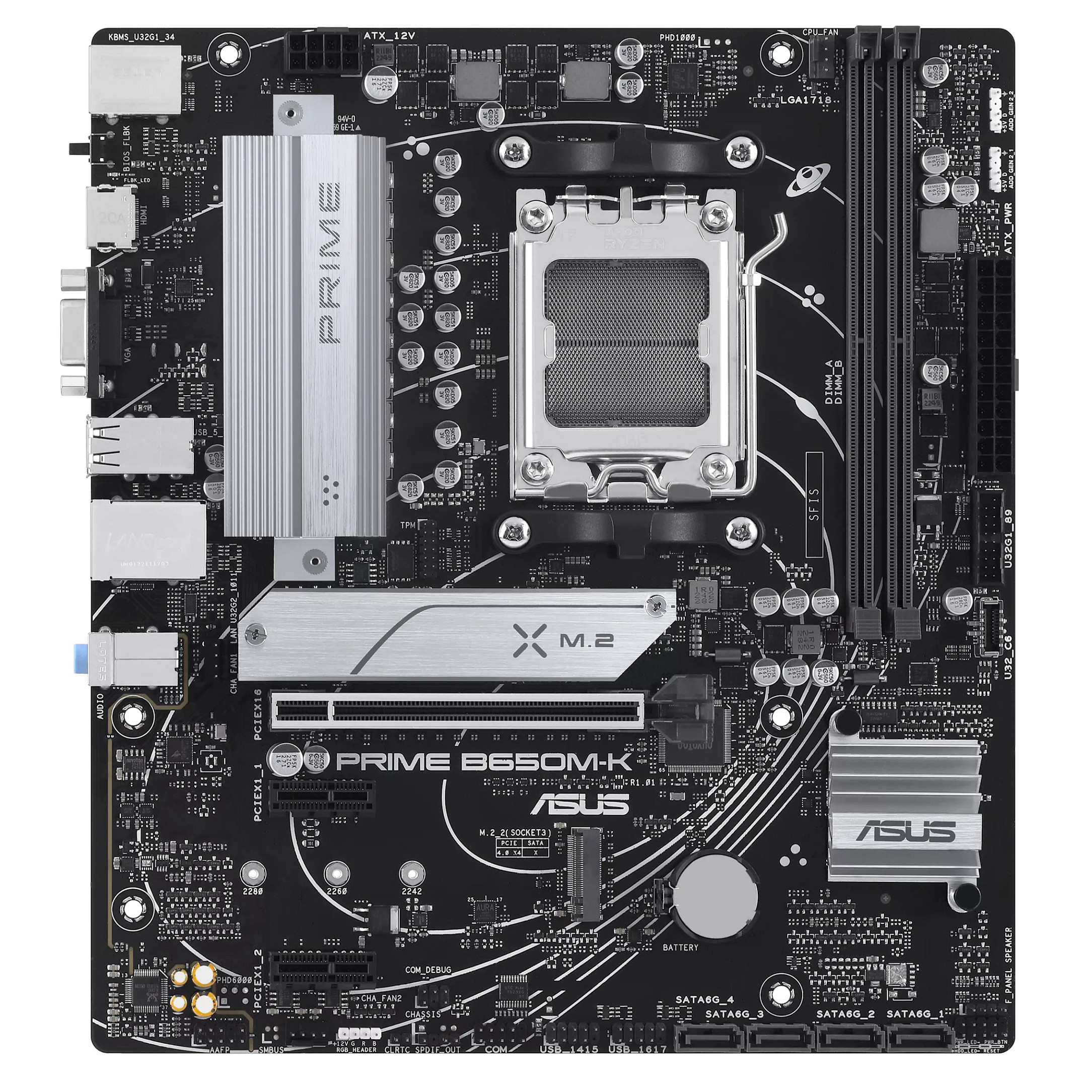 MBO ASUS PRIME B650M-K (am5, b650, ddr5, 4800 - 7800 mhz, pcie 4.0 x16, sata3 4, raid 0, raid 1, 8-kanalni audio, 1x 2.5Gb ethernet, matx, usb 3.2 4)-2