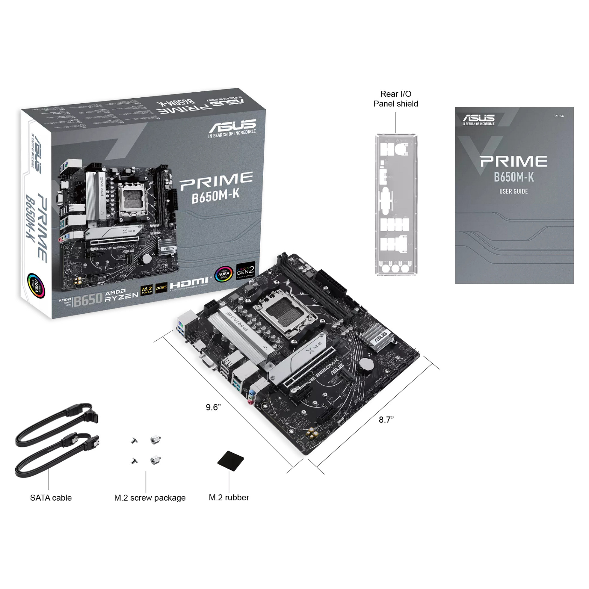 MBO ASUS PRIME B650M-K (am5, b650, ddr5, 4800 - 7800 mhz, pcie 4.0 x16, sata3 4, raid 0, raid 1, 8-kanalni audio, 1x 2.5Gb ethernet, matx, usb 3.2 4)-7