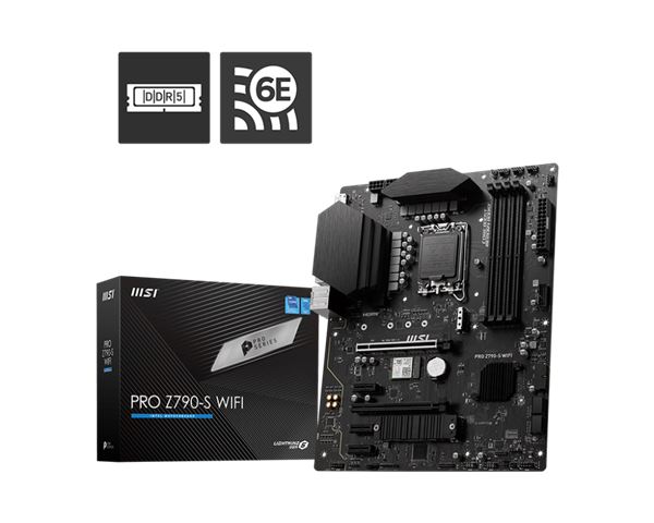 MBO MSI PRO Z790-S WIFI (lga1700, z790, ddr5, broj utora 4, 4800 - 6400 mhz, pcie 5.0 x16 1, sata3 4, raid 0, raid 1, raid 5, 8-kanalni audio, 1x 2.5gb ethernet, display port 1, atx, wlan connector 1, usb 3.2 5)-0