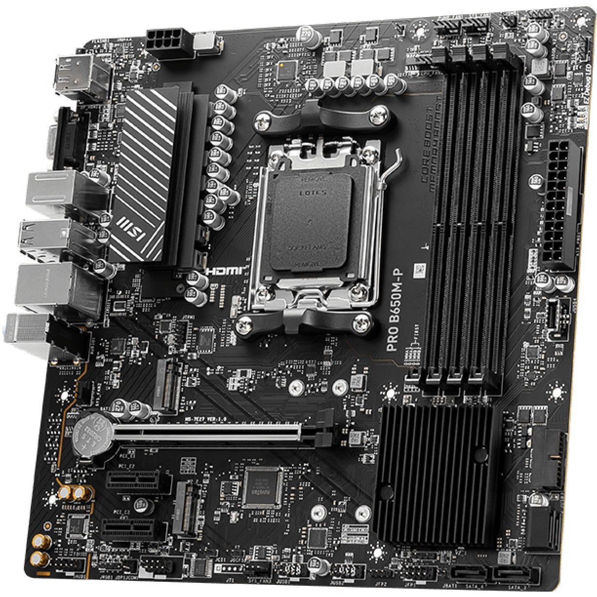 MBO AM5 MSI PRO B650M-P (am5, b650, ddr5, broj utora 4, 4800 - 7200 mhz, pcie 4.0 x16 1, sata3 4, raid 0, raid 1, 8-kanalni audio, 1x 2.5gb ethernet, display port 1, usb 3.2 4)-3
