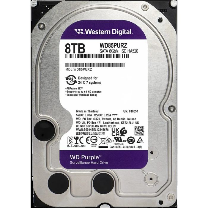 HDD INT 8TB WD Purple™ Surveillance 3,5" SATA WD85PURZ-7
