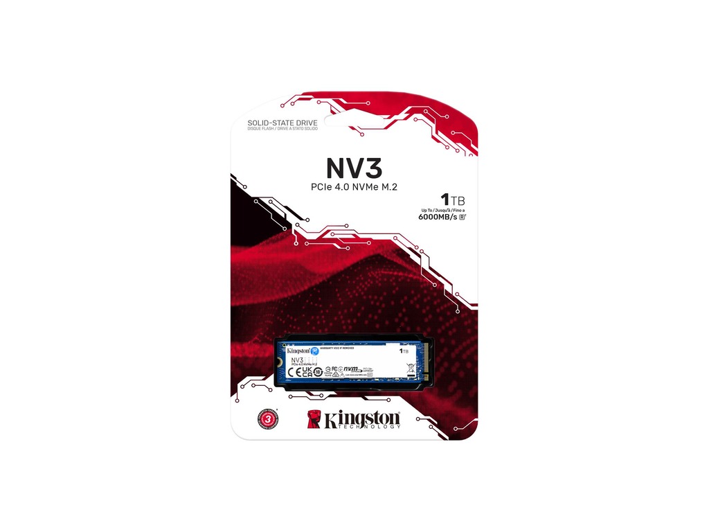 Kingston SSD 1TB NV3 M.2 2280 PCIe 4.0 NVMe SSD , EAN: 740617344790-4