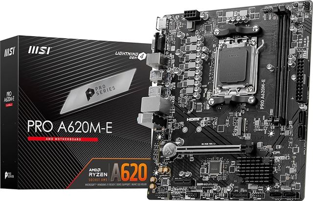 MBO MSI PRO A620M-E (am5, amd a620, ddr5, broj utora 2, 4800 - 6800MHz, pcie 4.0 x16 1, sata3 4, raid 0, raid 1, 8-kanalni audio, 1x 10/100/1000 ethernet, matx, usb 3.2 4)-0