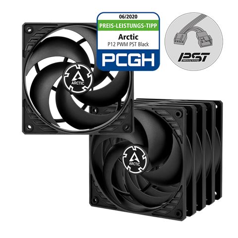 Arctic P12 PWM PST (Black) - 5 Pack-0