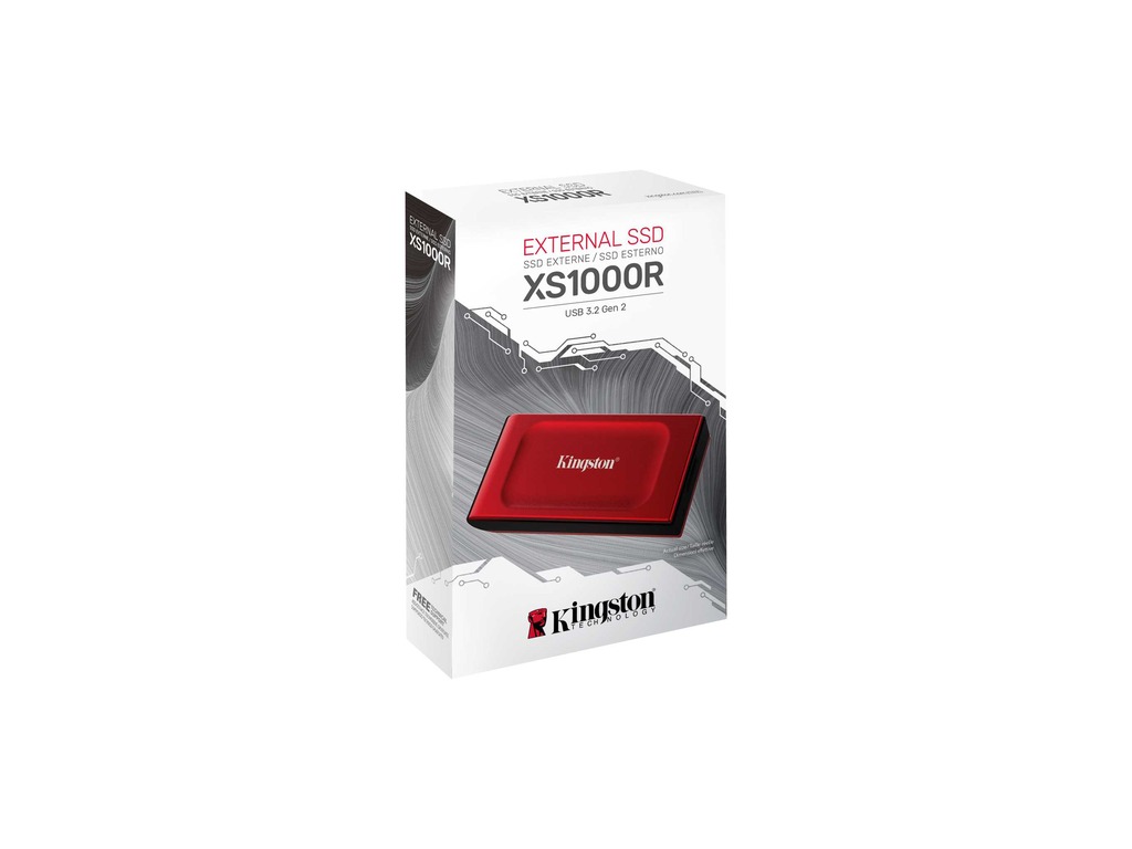 Kingston SSD 1TB XS1000 Red External USB 3.2 Gen 2 Portable Solid State Drive, EAN: 740617343748-4