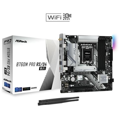 MOTHERBOARD ASROCK B760 PRO RS/D4 WIFI (LGA1700, DDR4, PCIe 4.0, 2.5 G-LAN, Wi-Fi 6E, HDMI, DisplayPort, mATX)-1