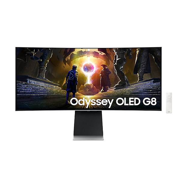Monitor SAMSUNG LS34DG850SUXDU (34, 219, panel OLED, 3440x1440, 250 cd/m2, kontrast 1.000.0001, 178°, 178°, 0,03 ms, DP, HDCP, HDMI x2, USB 3.0, zvučnici da, zakrivljeni, srebrna boja, postolje pivot, postolje podesivo po visini, swivel, tilt, 175Hz)-1