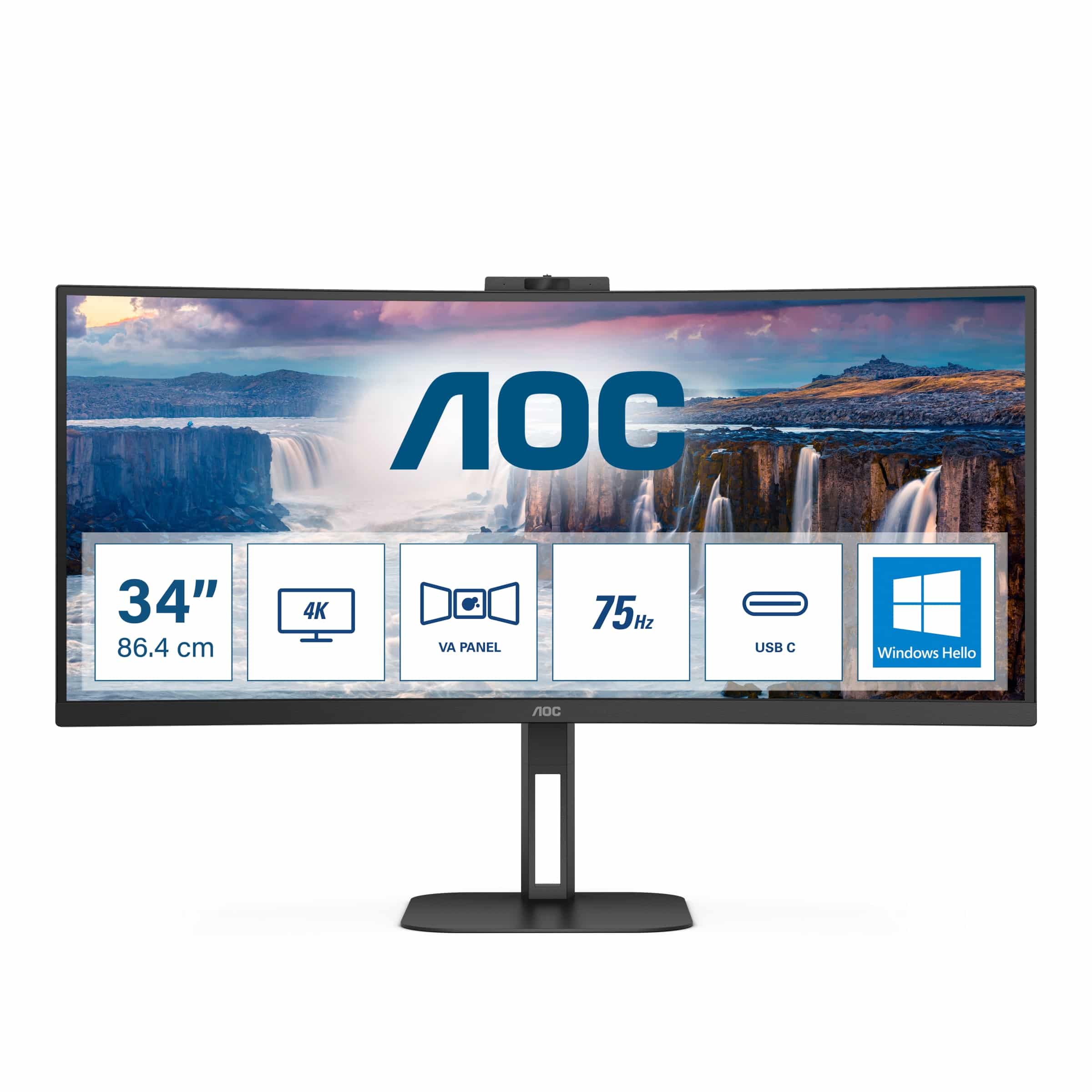 Monitor AOC CU34V5CW (34" VA, 100Hz, 3440 x 1440 WQHD, zakrivljeni, crni)-1