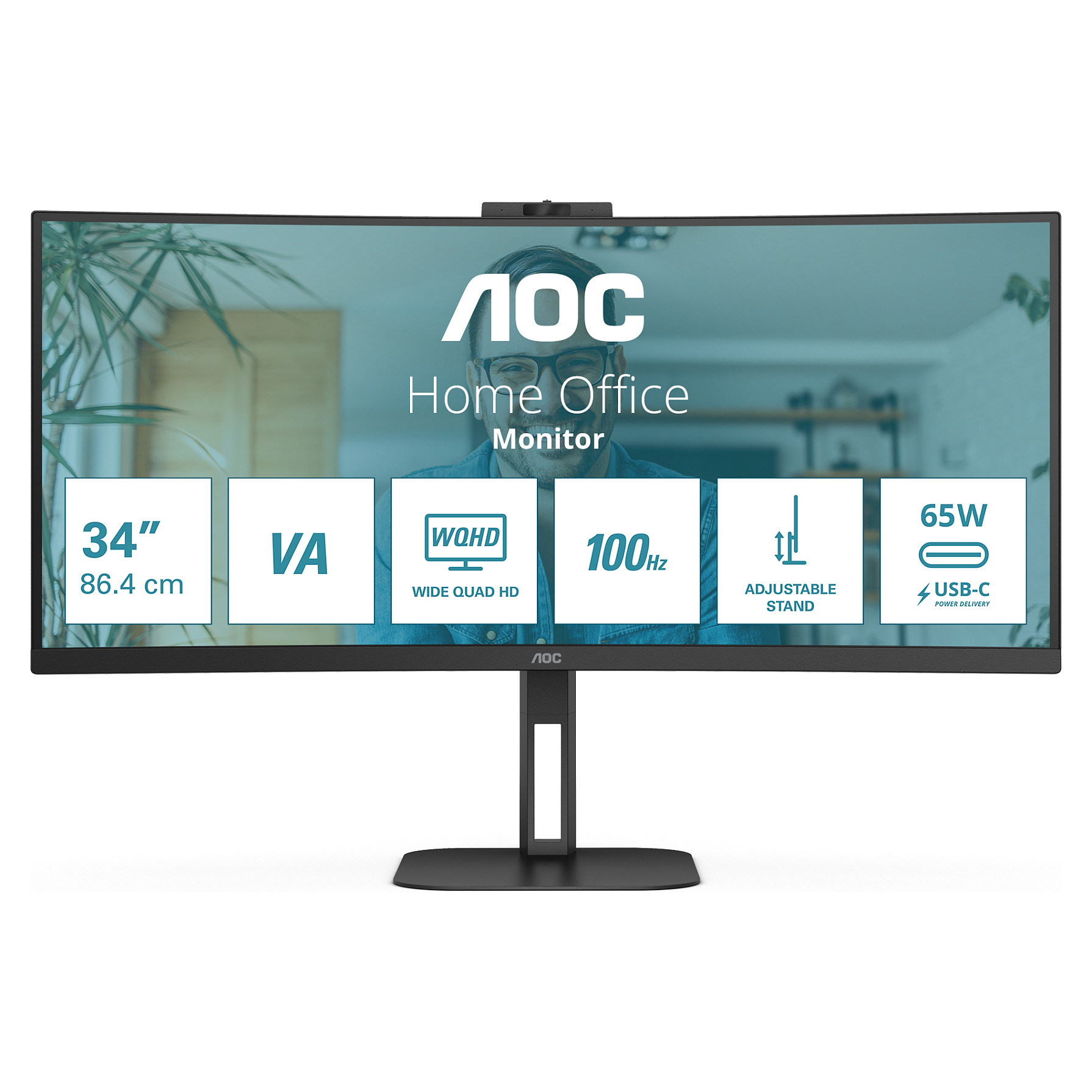 Monitor AOC CU34V5CW (34" VA, 100Hz, 3440 x 1440 WQHD, zakrivljeni, crni)-9