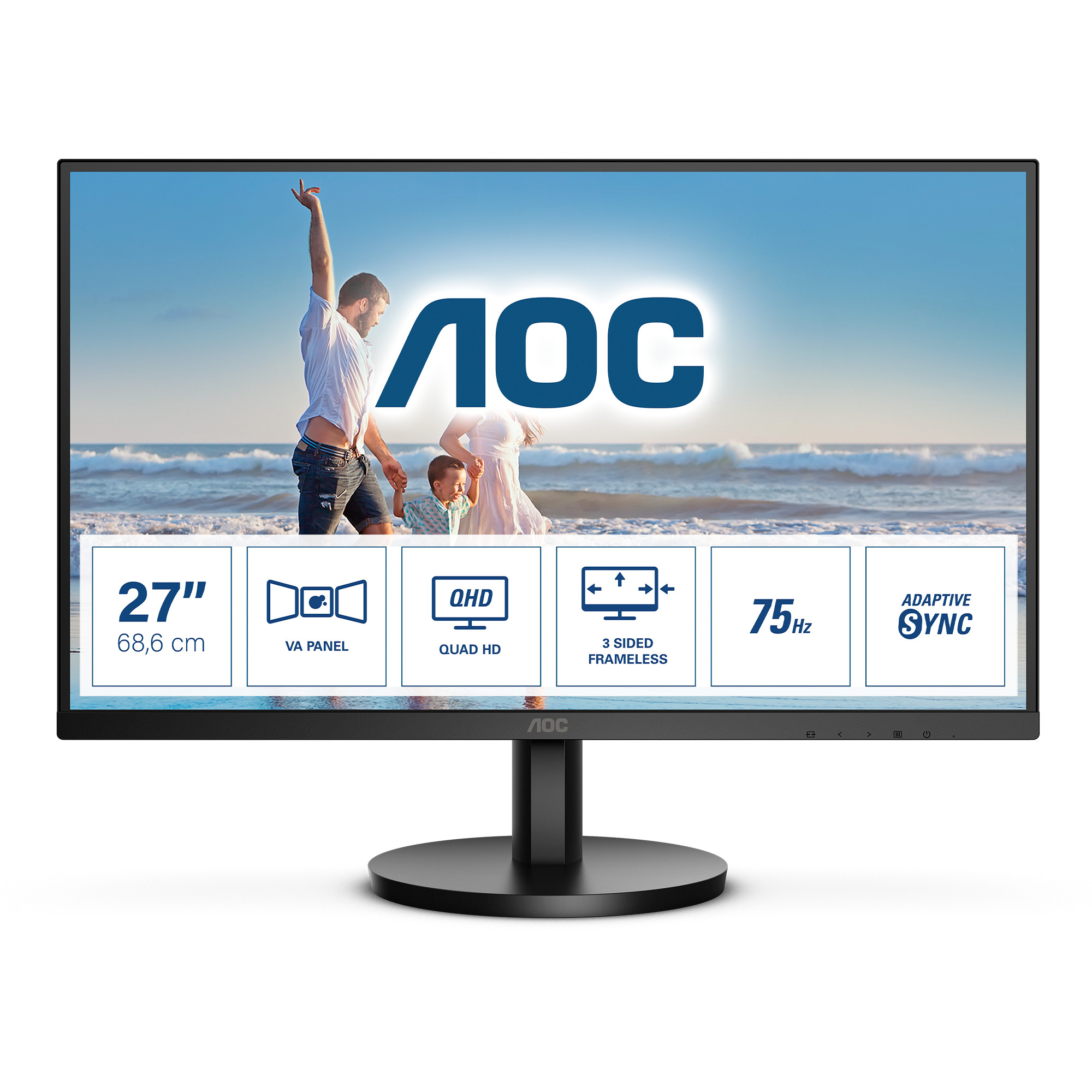 Monitor AOC Q27B3MA (27" VA, 75Hz, 2560 × 1440 QHD crni)-0