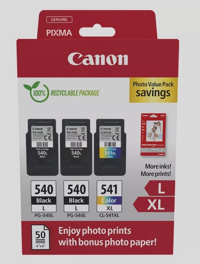 Canon multipack 2x PG-540L + CL-541XL - Photo Pack (2 x PG540L, 1 x CL541XL, 50 listova foto papira 10 x 15 cm)