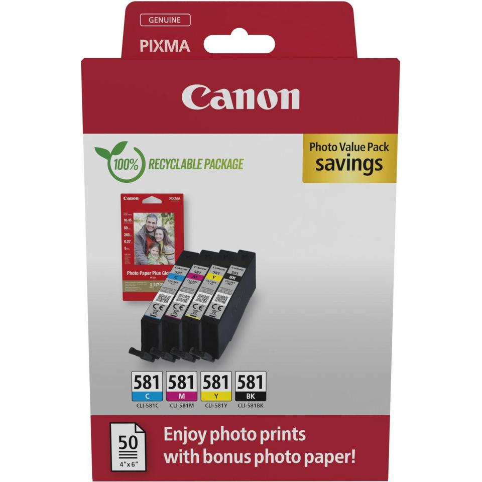 Canon multipack CLI-581 BK C M Y - Photo Pack (sve boje, glossy papir 10 x 15 cm, 50 listova)