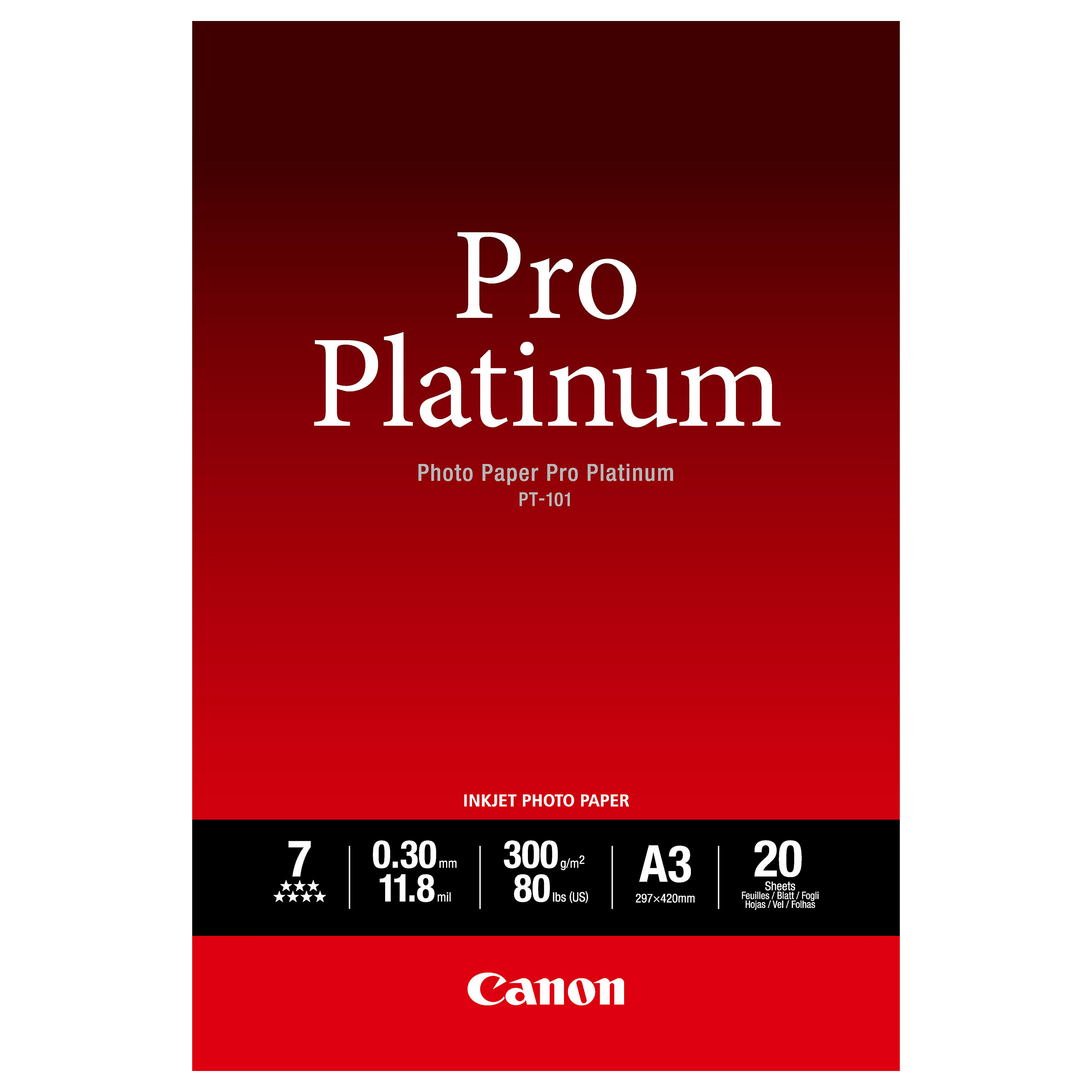 Profesionalni fotopapir CANON Pro Platinum Pho PT101 - A3 - 20L-1