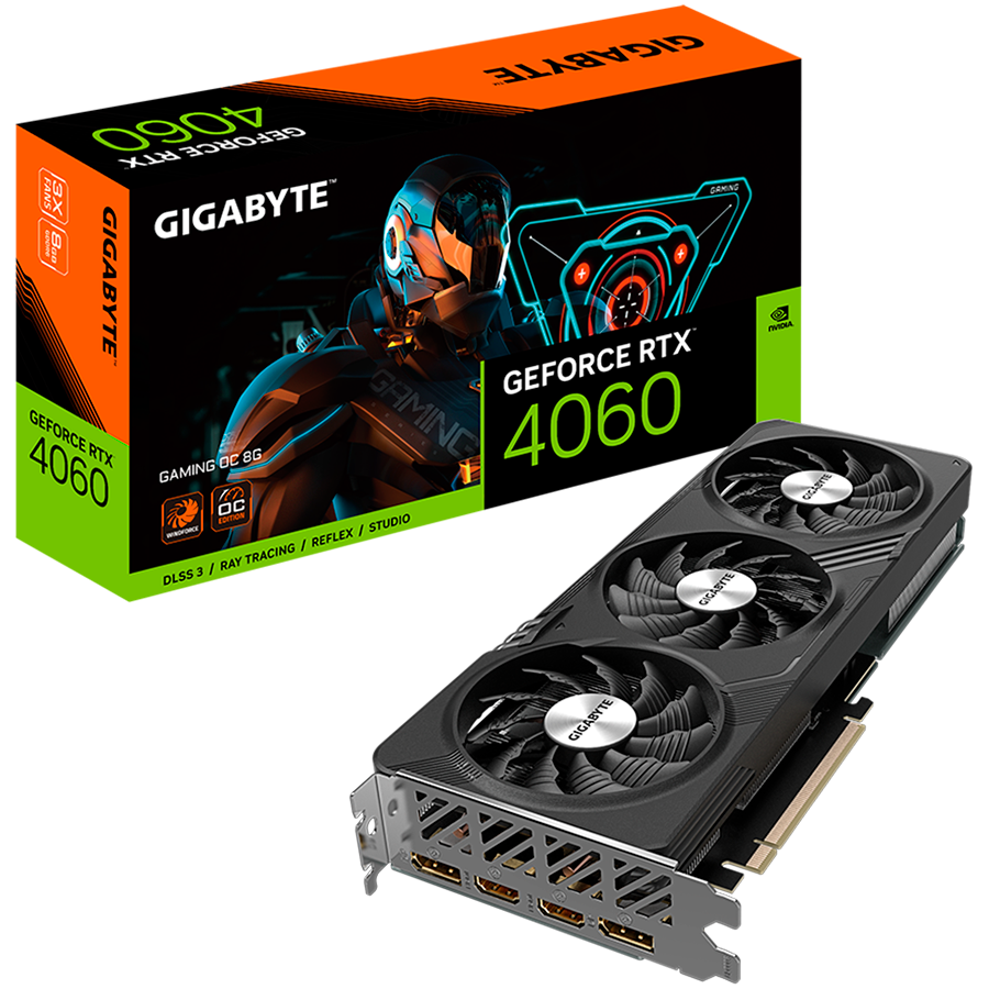GIGABYTE Video Card NVIDIA GeForce RTX 4060 GAMING OC 8G, GDDR6 8GB/128bit, PCI-E 4.0 x8, 1x8-pin, Retail-0