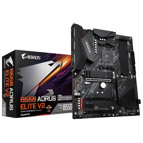 GIGABYTE Mainboard Desktop B550 AORUS ELITE V2 DDR4 (Socket AM4, 4x DDR4 up to 128GB, 1x PCI--Ex16x16 CPU, 3x PCI-Ex16 x2, x1_2,x1_1 Chipset, 2x M.2, 4x SATA 6Gb/s, 1xDP, 1xHDMI, 2x USB Gen2, 3x USB G-3