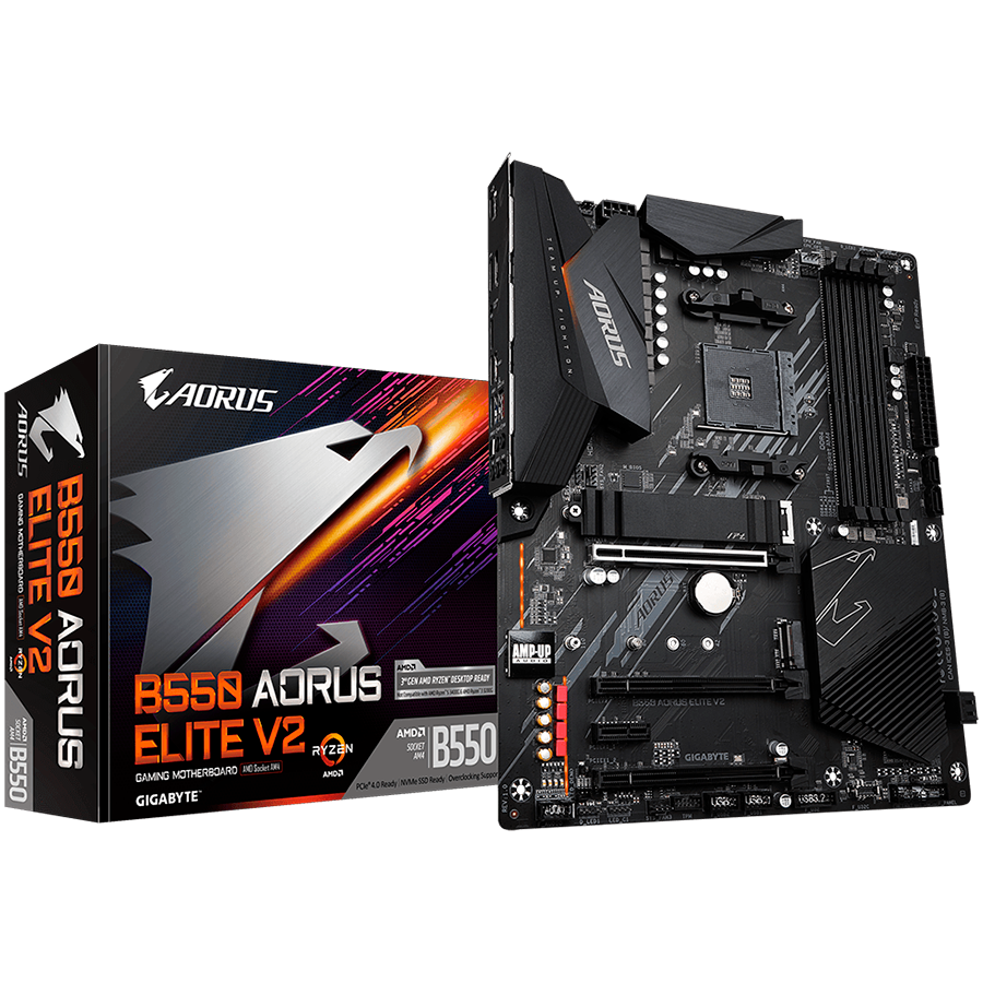 GIGABYTE Mainboard Desktop B550 AORUS ELITE V2 DDR4 (Socket AM4, 4x DDR4 up to 128GB, 1x PCI--Ex16x16 CPU, 3x PCI-Ex16 x2, x1_2,x1_1 Chipset, 2x M.2, 4x SATA 6Gb/s, 1xDP, 1xHDMI, 2x USB Gen2, 3x USB G-0