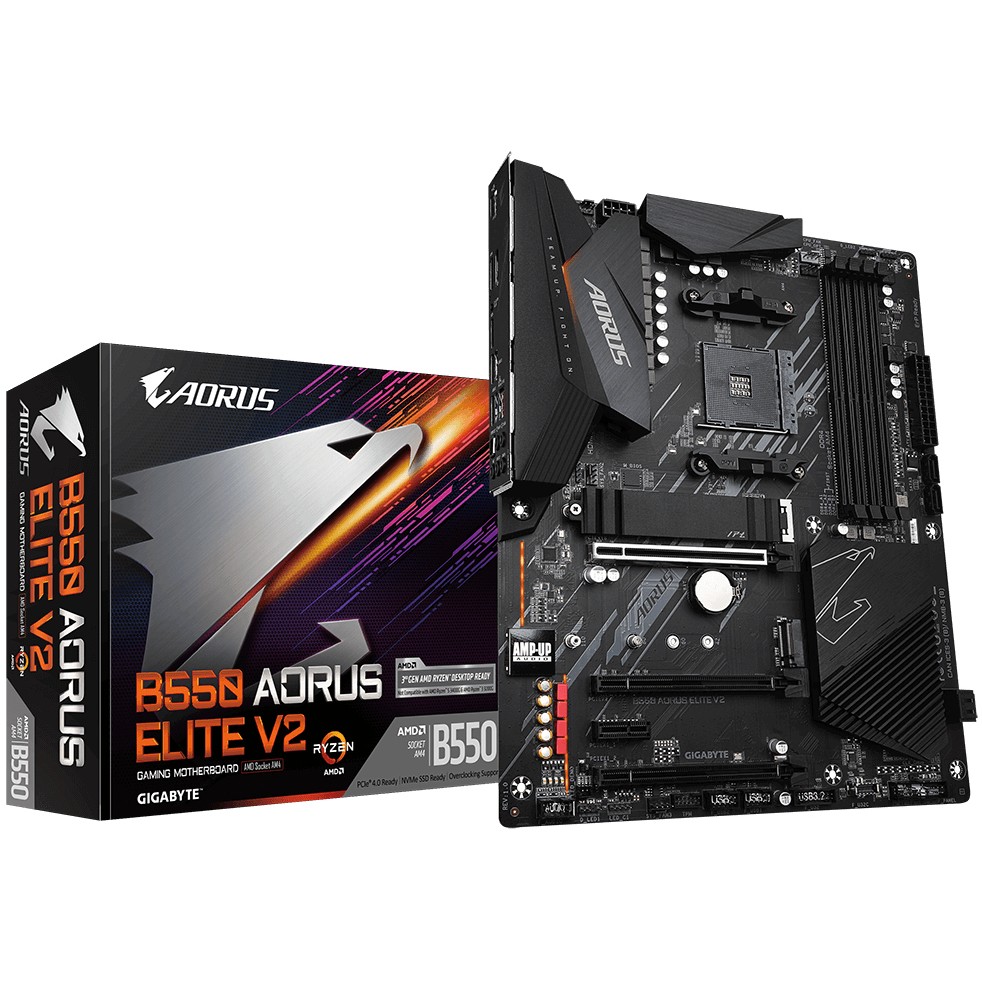 GIGABYTE Mainboard Desktop B550 AORUS ELITE V2 DDR4 (Socket AM4, 4x DDR4 up to 128GB, 1x PCI--Ex16x16 CPU, 3x PCI-Ex16 x2, x1_2,x1_1 Chipset, 2x M.2, 4x SATA 6Gb/s, 1xDP, 1xHDMI, 2x USB Gen2, 3x USB G-7
