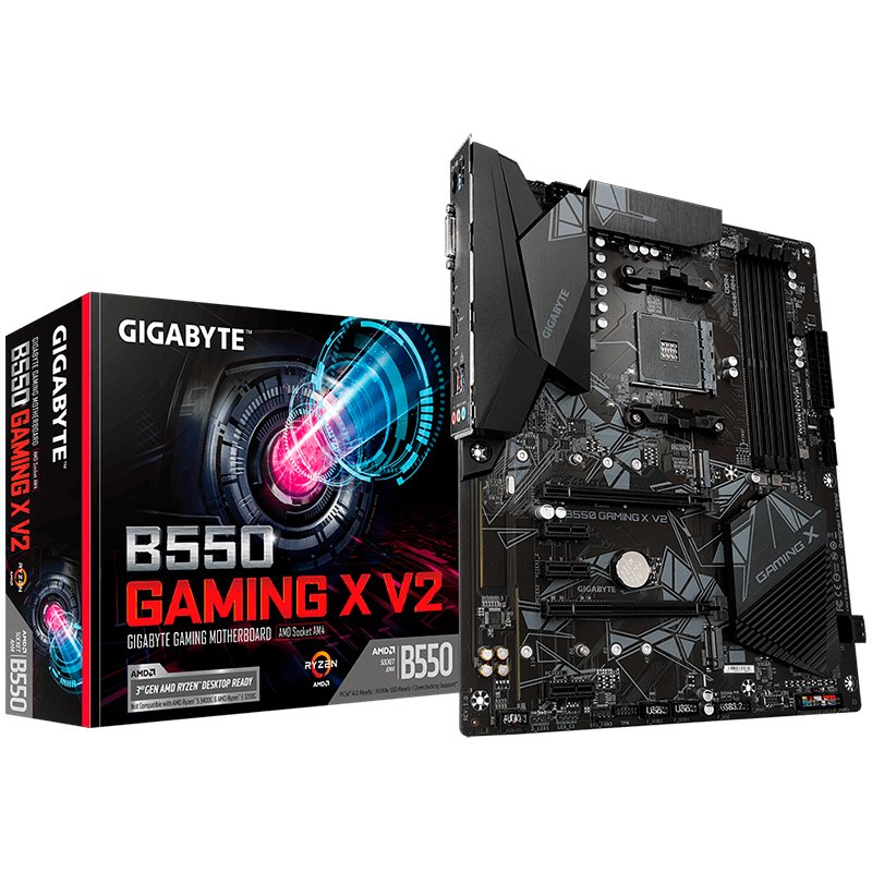 GIGABYTE Main Board Desktop AMD B550, AM4, 4 x DDR4, DVI-D/HDMI, 2xPCIE x16 , 3xPCIE x1, ALC887 , 2x M.2 , 4 x SATA, ATX-0