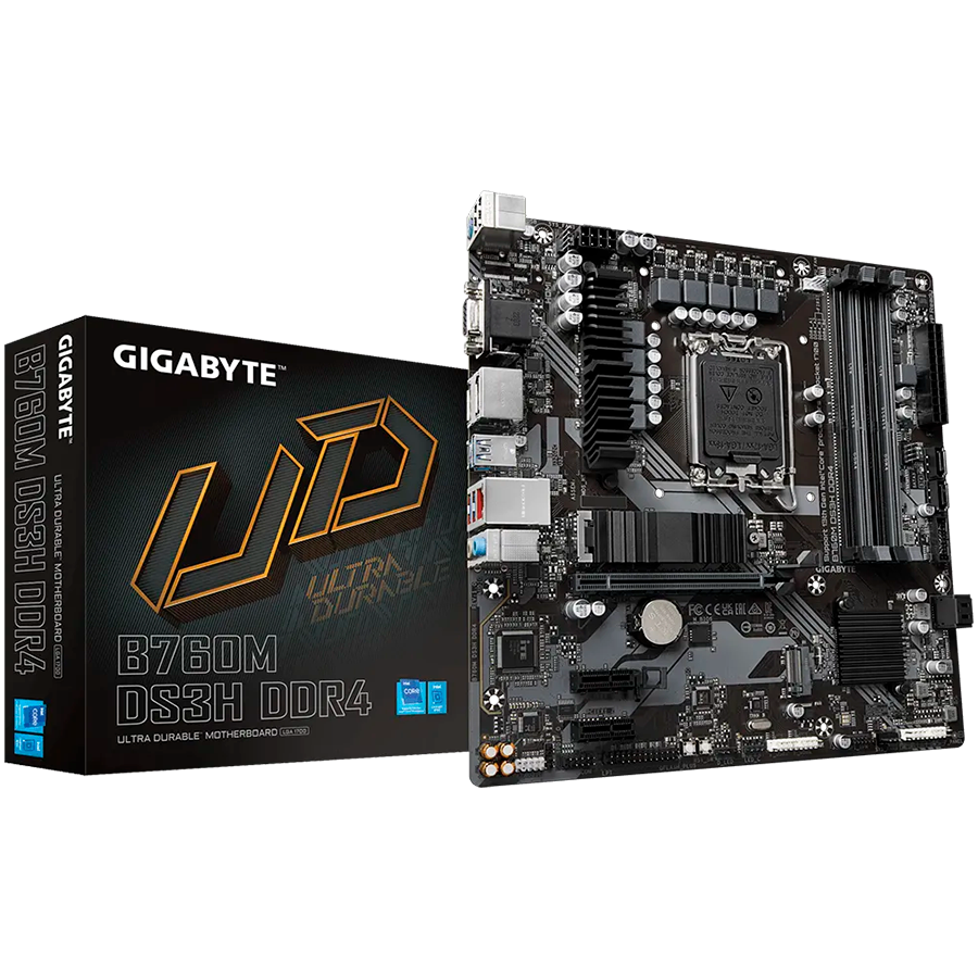 GigaByte MB B760M DS3H DDR4, S.1700, DDR4/5333(OC), PCIe 4.0, 2.5 G-LAN, VGA/HDMI/2×DP, USB-C, mATX-0