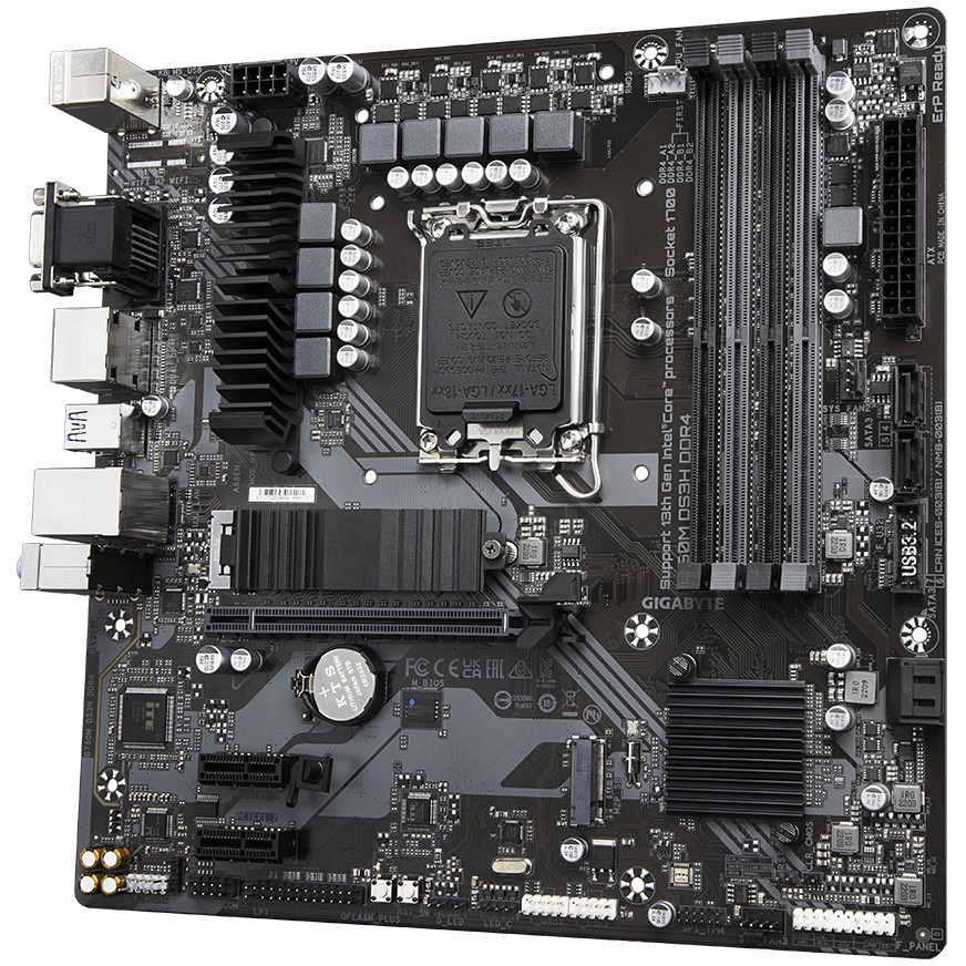 GigaByte MB B760M DS3H DDR4, S.1700, DDR4/5333(OC), PCIe 4.0, 2.5 G-LAN, VGA/HDMI/2×DP, USB-C, mATX-10