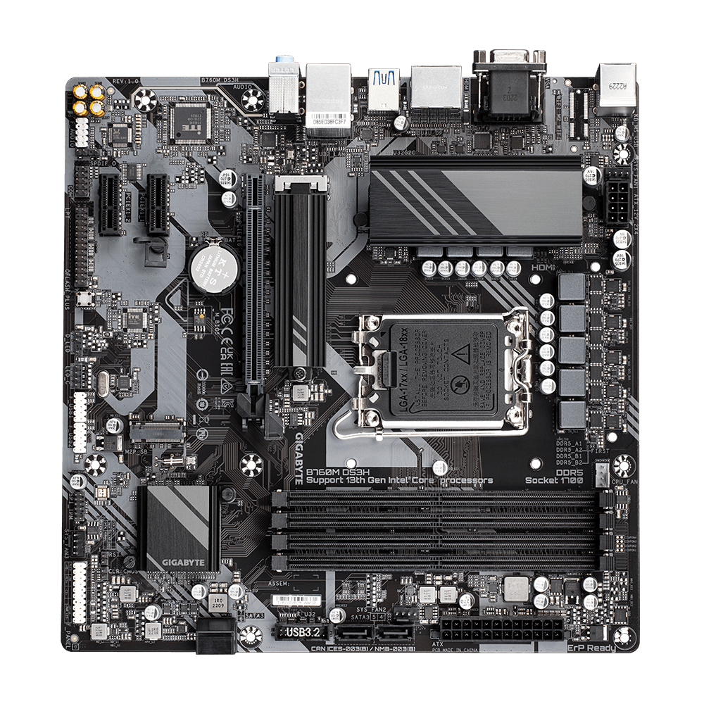 Matična ploča GIGABYTE B760M DS3H G10, DDR5, s1700, mATX-3
