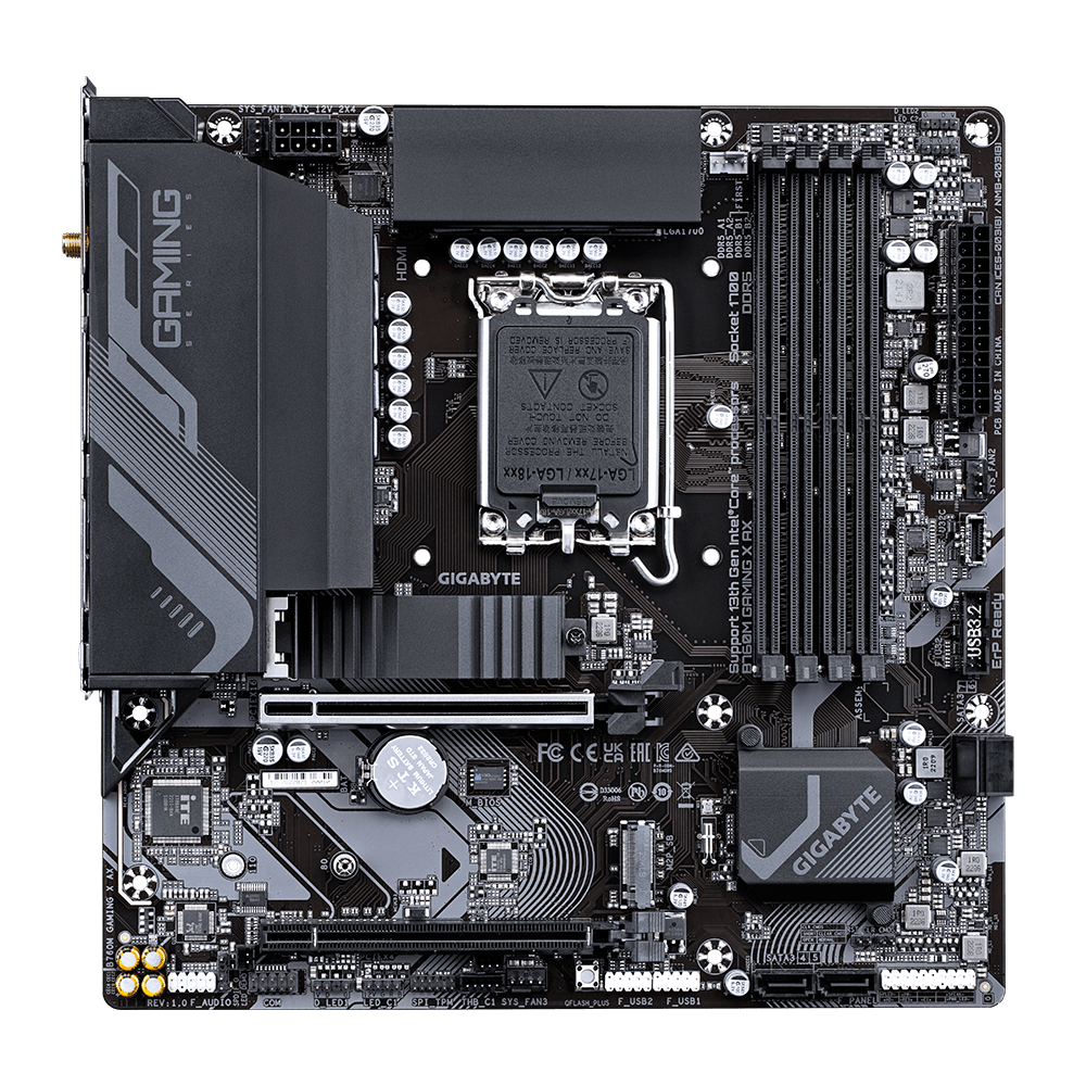 MBO GIGABYTE B760M GAMING X AX (intel lga 1700, mATX, 4 x ddr5, 192GB, intel b760, 2.5GbE, wi-fi 6E, bluetooth 5.3, hdmi 2.0, displayport)-6