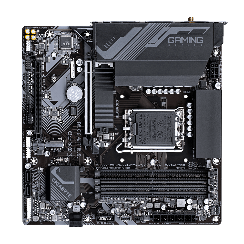 MBO GIGABYTE B760M GAMING X AX (intel lga 1700, mATX, 4 x ddr5, 192GB, intel b760, 2.5GbE, wi-fi 6E, bluetooth 5.3, hdmi 2.0, displayport)-4