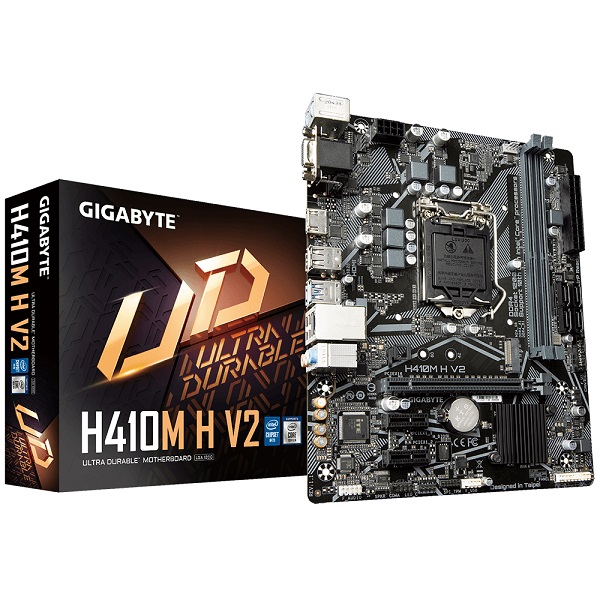 MOTHERBOARD GIGABYTE H410M H V2 (10th generation intel core, intel h470 express chipset, 2 x ddr4 dimm, 1 x d-sub port, 1 x hdmi port, audio 2/4/5.1/7.1-channel, realtek gbe lan chip)-0