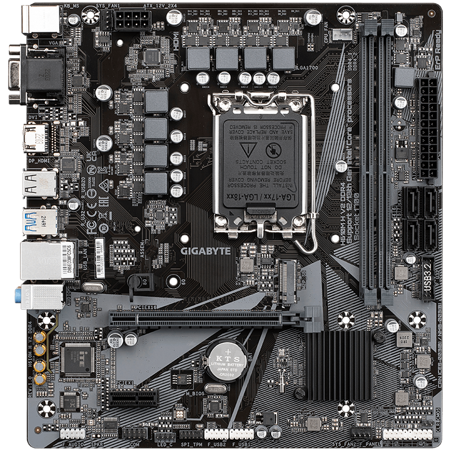 Mainboard GIGABYTE H610M H V2 (micro atx, socket 1700, intel h610, 2x ddr4, 1x hdmi, 4x sataiii, 8x usb2.0, 4x usb3.2 gen1)-1