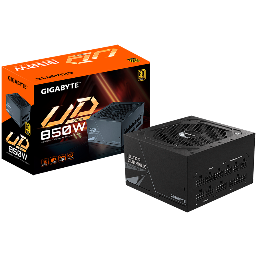 GIGABYTE UD850GM Ultra Durable Power Supply 850W, Modular, 80 PLUS Gold, Japanese capacitors, 120mm smart control fan, EU plug-0