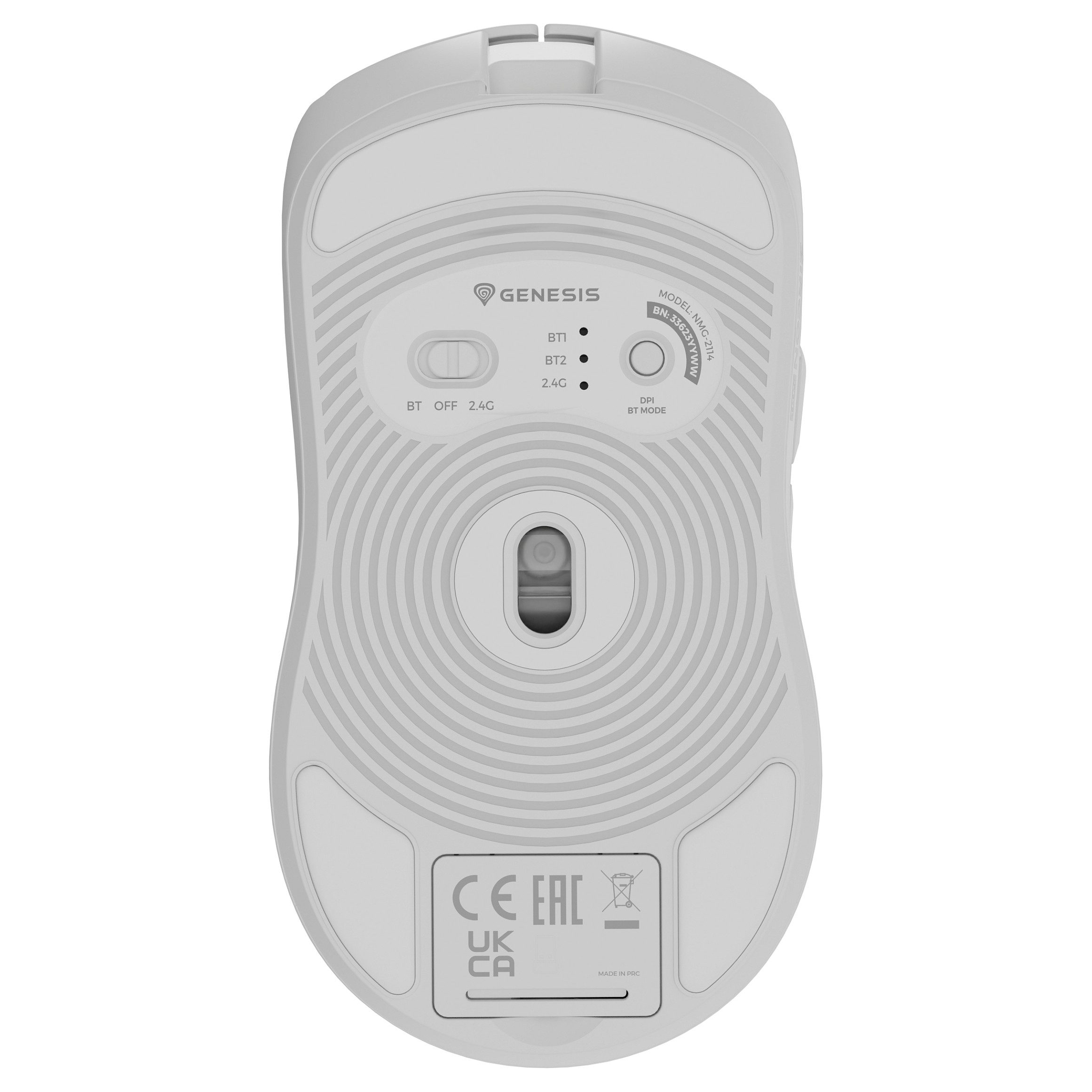 Gaming miš GENESIS Zircon 500 (bežični, 10000 DPI, 6 tipki, Bluetooth, bijeli)-9