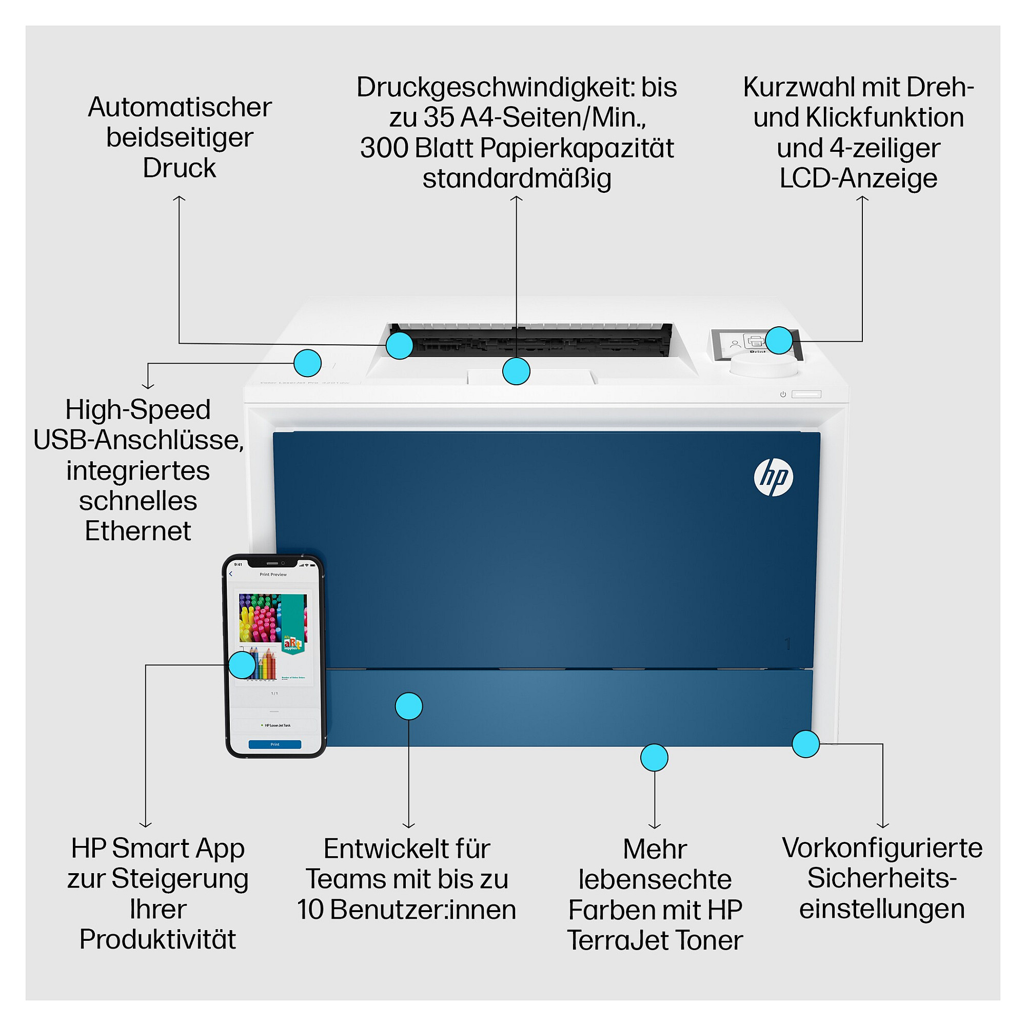 HP Color LaserJet Pro 4202dn Printer (Laserski, Brzina ispisa 35 stranica/min, Kvaliteta ispisa 600 x 600 dpi, Mjesečni kapacitet do 50 000 stranica, Sučelje USB, Ethernet)-10