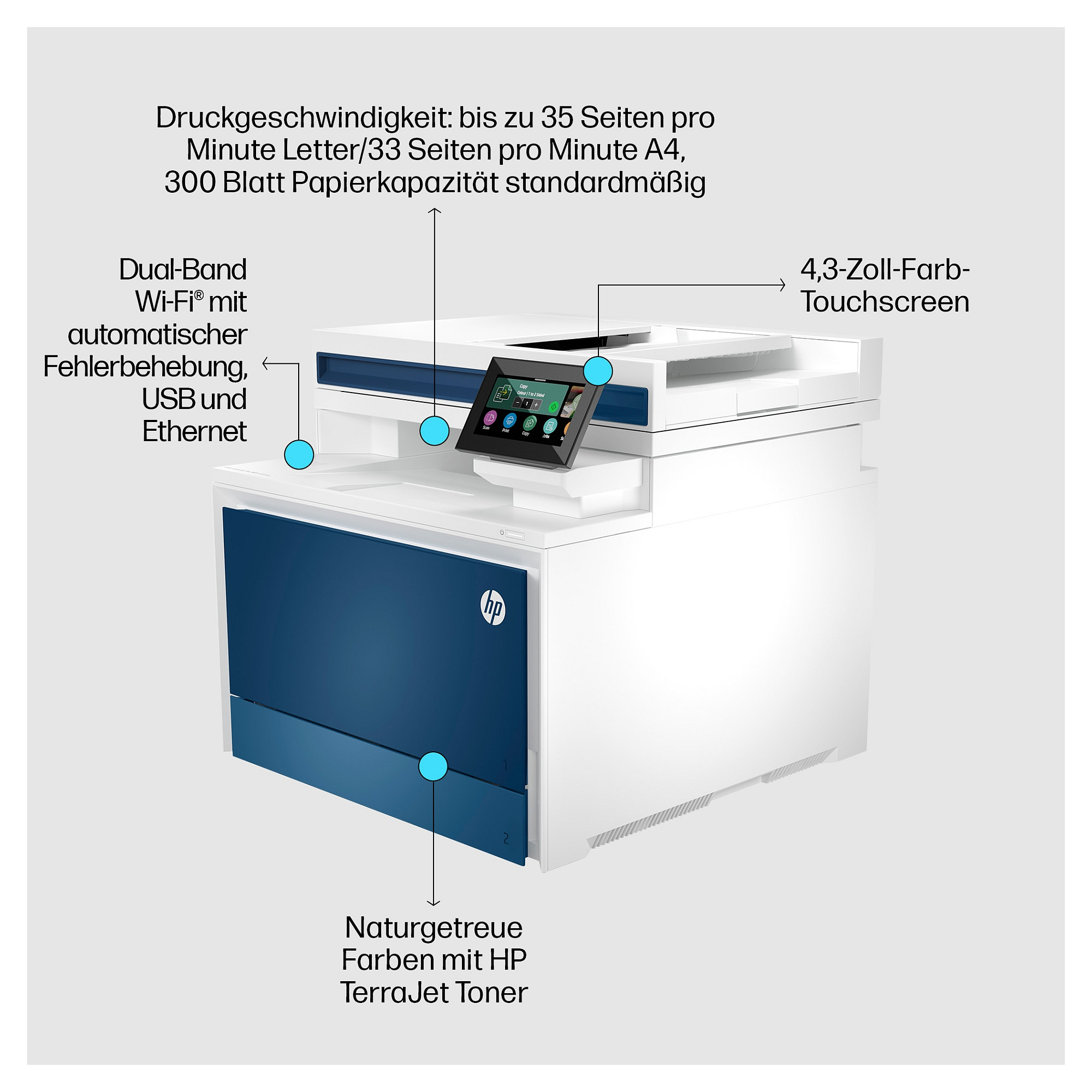 HP Color LaserJet Pro MFP 4302dw Printer, 4RA83F-3