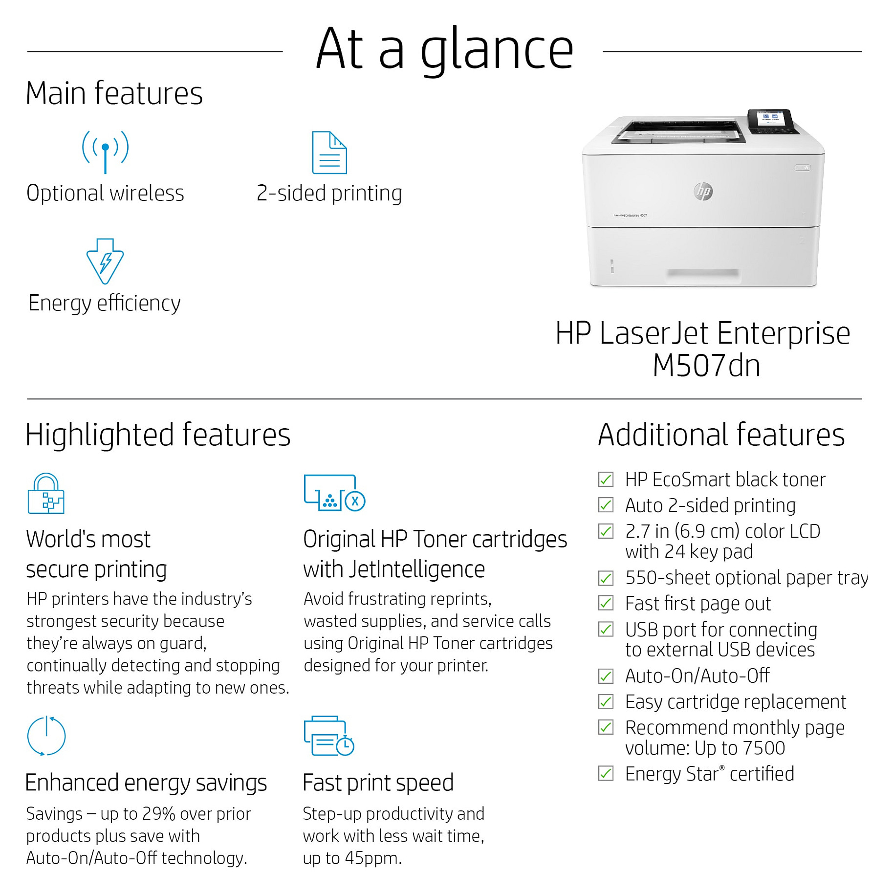 Printer HP LaserJet Enterprise M507dn 1PV87A-10