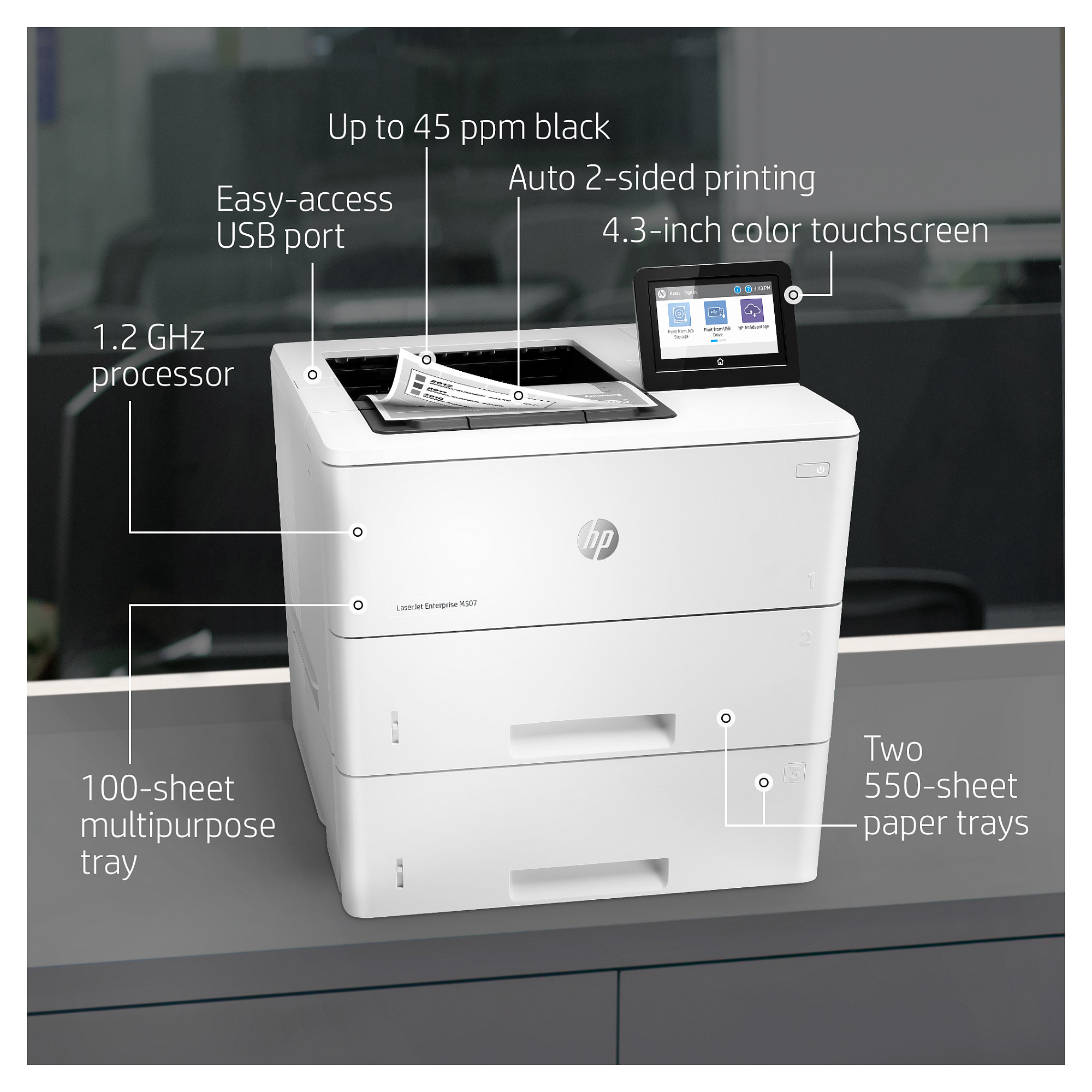 Laserski pisač HP LASERJET ENTERPRISE M507x 1PV88A (do 45 ppm, 1200 x 1200 dpi, 1,5 GB RAM)-24
