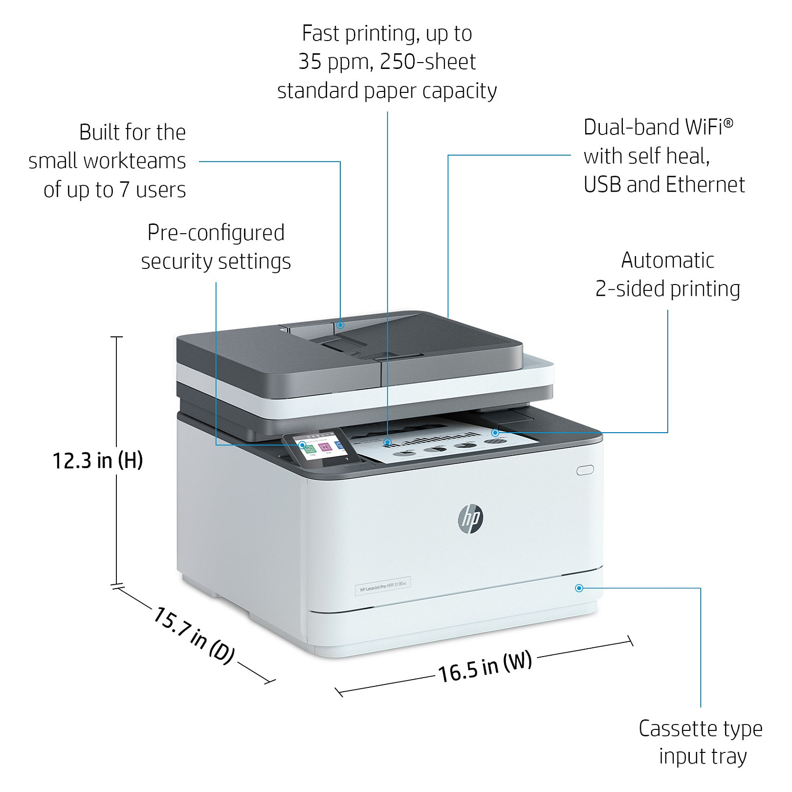 HP LaserJet Pro MFP M3102fdn Printer:EU, 3G629F-5