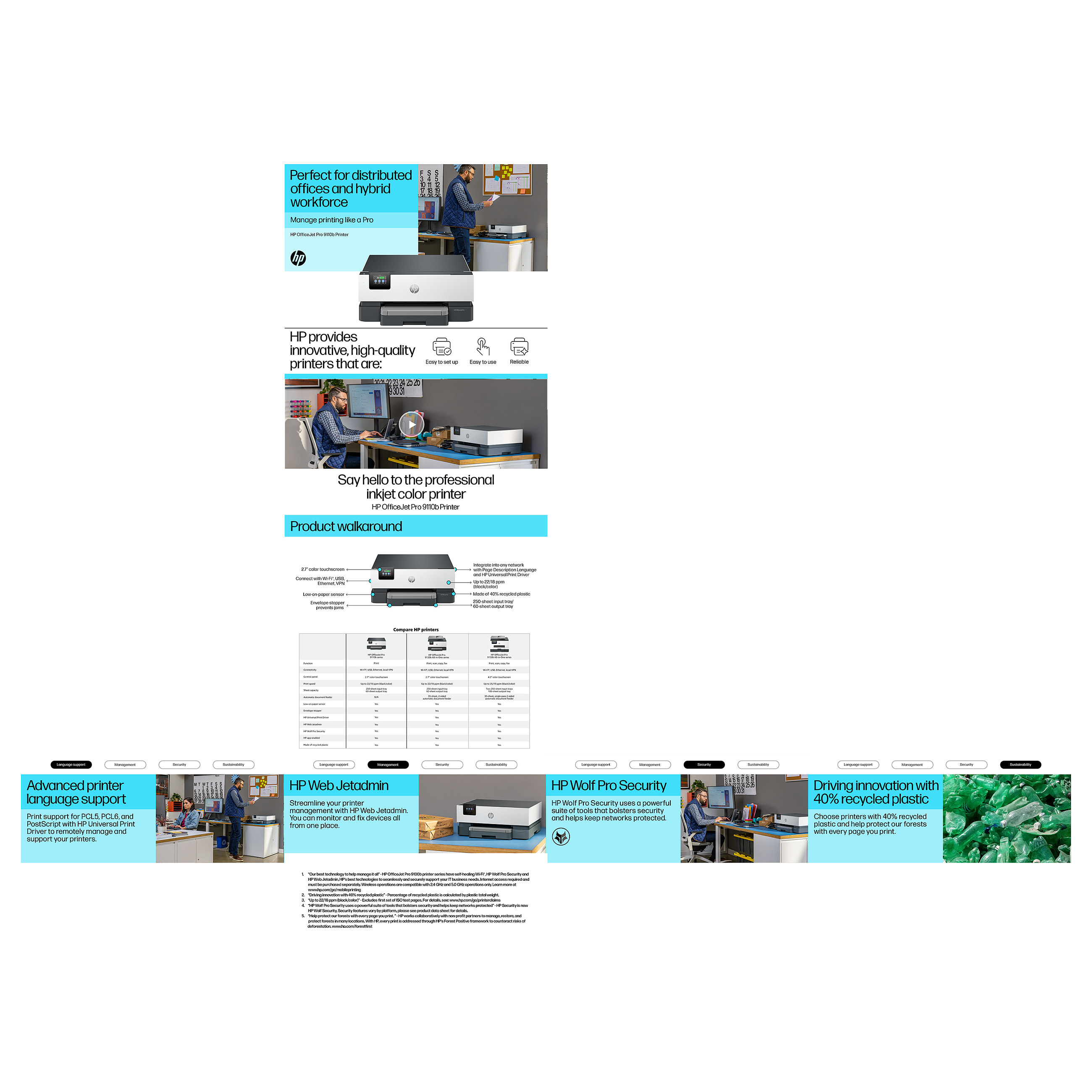 Pisač HP OFFICEJET PRO 9110B (Brzina ispisa 22 str/min crno, 18 str/min u boji, Mjesečni kapacitet do 25 000 stranica, Wi-Fi, USB 2.0)-3