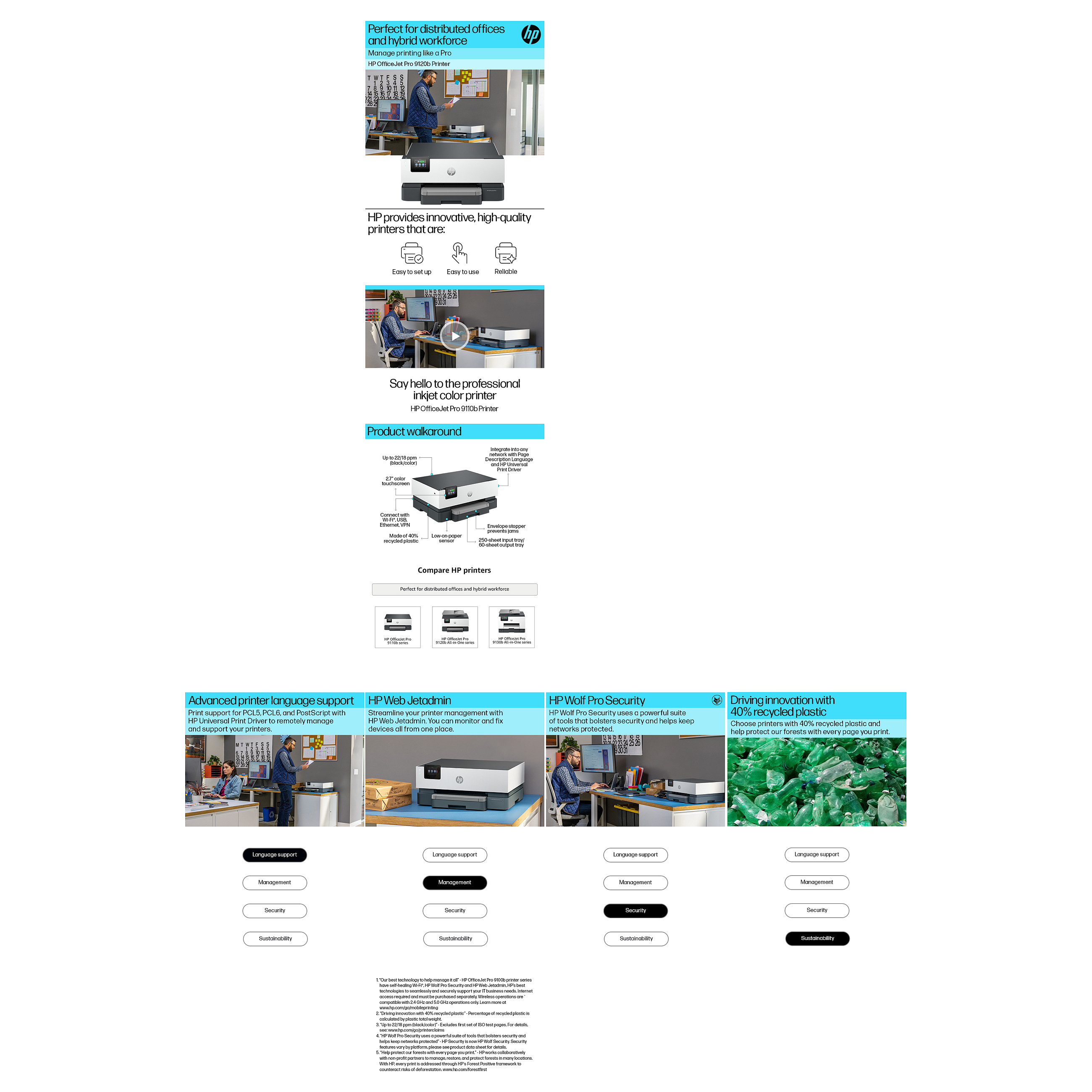 Pisač HP OFFICEJET PRO 9110B (Brzina ispisa 22 str/min crno, 18 str/min u boji, Mjesečni kapacitet do 25 000 stranica, Wi-Fi, USB 2.0)-4