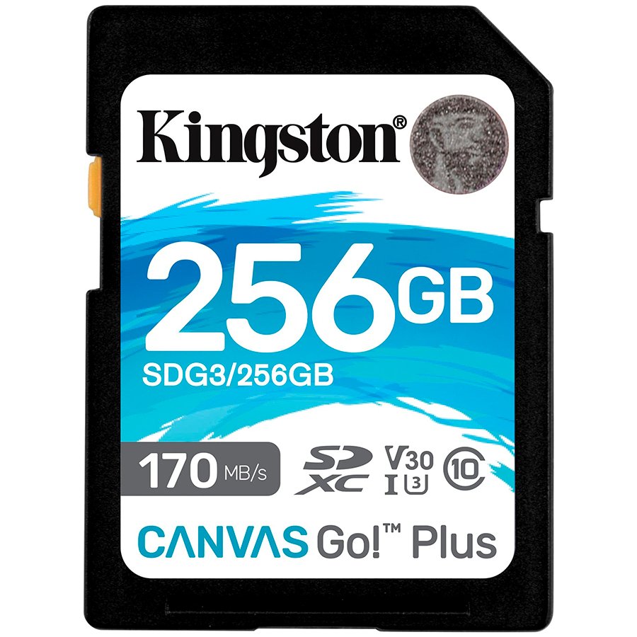 Kingston 256GB SDXC Canvas Go Plus 170R C10 UHS-I U3 V30 EAN: 740617301519-0