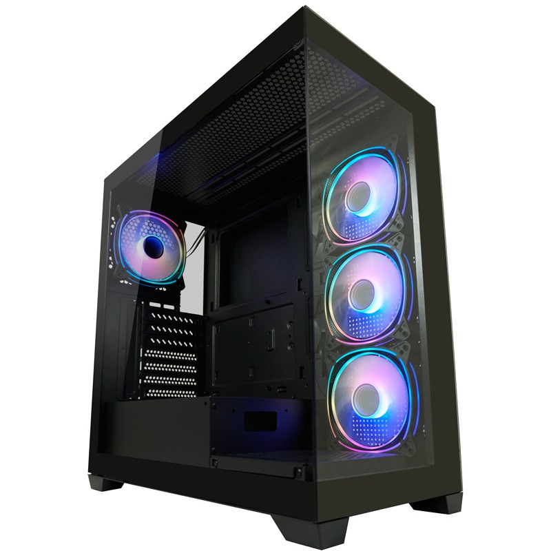 Gaming kućište LC-POWER Gaming 715B - Seamless_X, crno (ATX, 4x ARGB ventilatora, USB C 3.2 Gen 1, 2x USB 3.2 Gen 1, 7x PCI slots)-0
