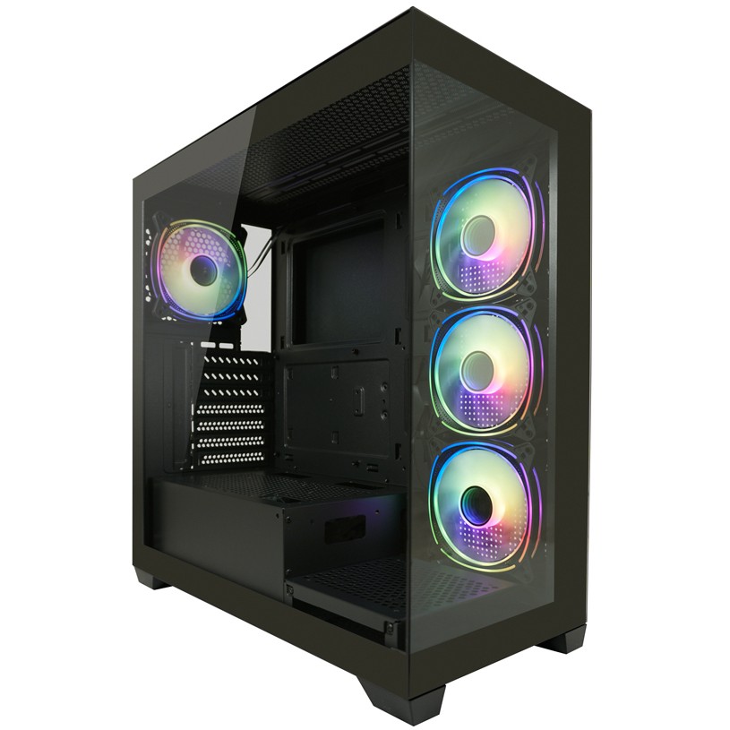 Gaming kućište LC-POWER Gaming 715B - Seamless_X, crno (ATX, 4x ARGB ventilatora, USB C 3.2 Gen 1, 2x USB 3.2 Gen 1, 7x PCI slots)-2