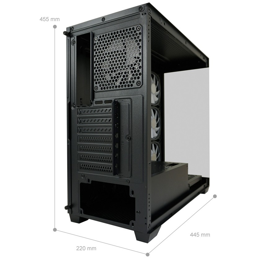 Gaming kućište LC-POWER Gaming 715B - Seamless_X, crno (ATX, 4x ARGB ventilatora, USB C 3.2 Gen 1, 2x USB 3.2 Gen 1, 7x PCI slots)-18