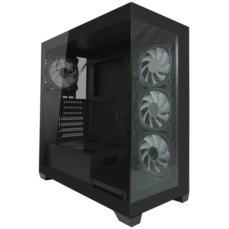 Gaming kućište LC-POWER Gaming 715B - Seamless_X, crno (ATX, 4x ARGB ventilatora, USB C 3.2 Gen 1, 2x USB 3.2 Gen 1, 7x PCI slots)-24