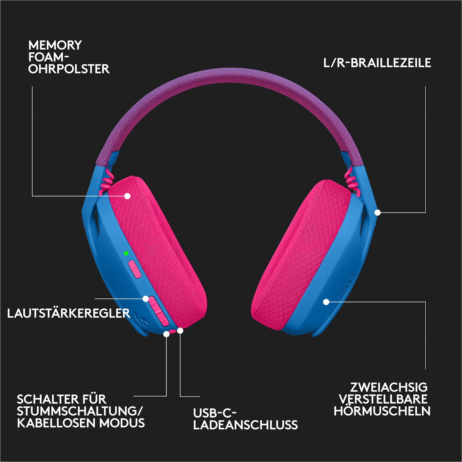 Slušalice LOGITECH G435 LIGHTSPEED Wireless Gaming Headset - BLUE-13