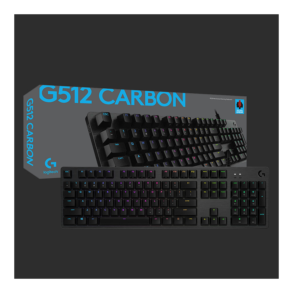 LOGITECH G512 CARBON LIGHTSYNC RGB Mechanical Gaming Keyboard with GX Red switches-CARBON-US INTL-USB-IN-15