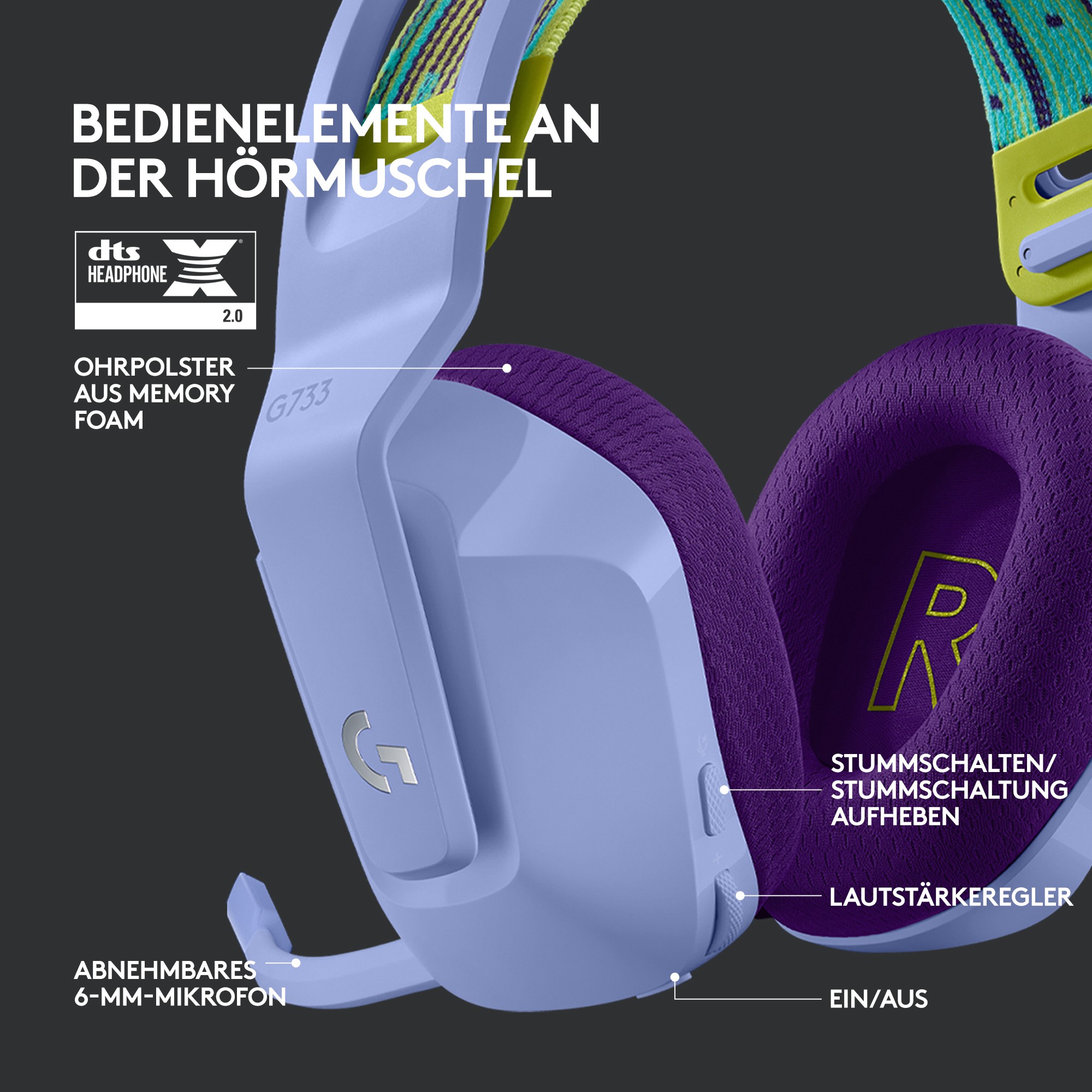 LOGITECH G733 LIGHTSPEED Headset - LILAC - 2.4GHZ - EMEA-6